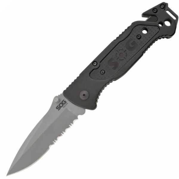 Zavírací Nůž Sog Escape Clip Point Satin Serrated