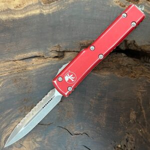 Vystřelovací Nůž Microtech UTX-7 Distressed Red Handle Apocalyptic 147-12DRD