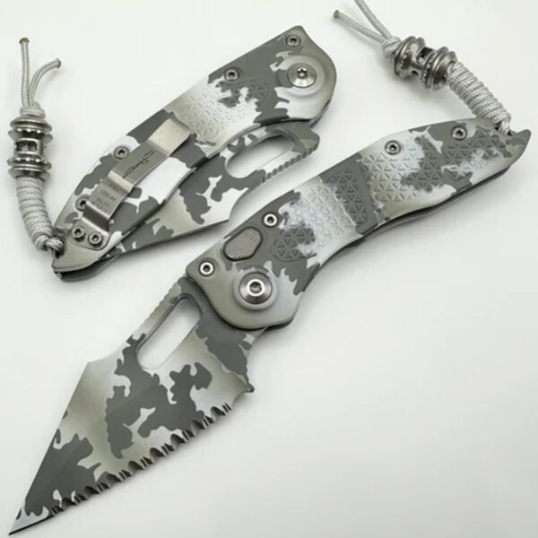 Vystřelovací Nůž Microtech Borka Stitch Artic Camo Full Serrated 169-3Acs
