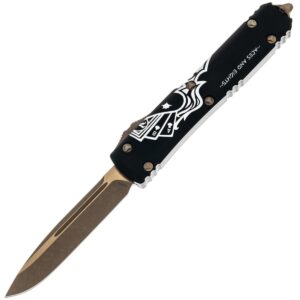 Vystřelovací Nůž Microtech Ultratech Bronze Apocalyptic Deadman's Hand Engraving 121-13DMS